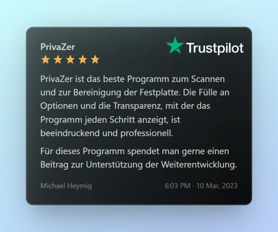 PrivaZer ist das beste Programm zum Scannen und zur Bereinigung der Festplatte